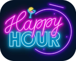 happy hour neon sign dark background vector illustration 161672579